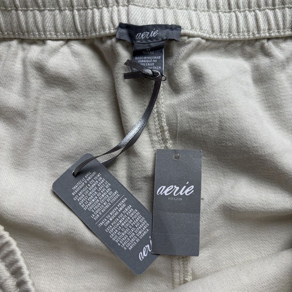 Aerie Cut Off Sweat Shorts Pull On Women's XL Cream Pockets Elastic Waist Casual - Picture 3 of 6